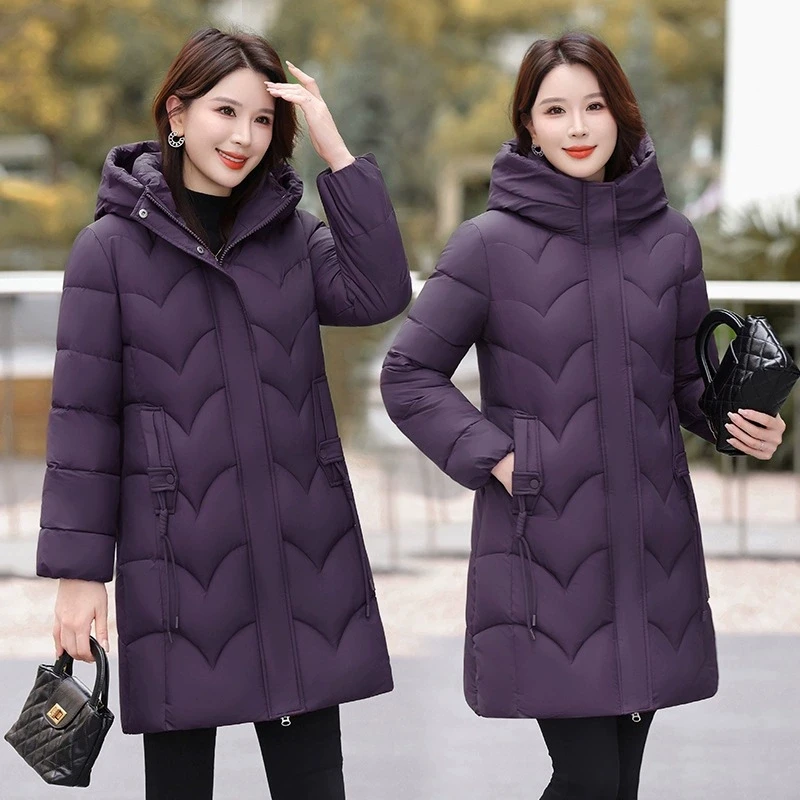 

2025 New Down Cotton Coat Women's Parkas Winter Jacket Long Cotton Clothing Coat Belt Windbreaker Female Snow Outerwear Parkas