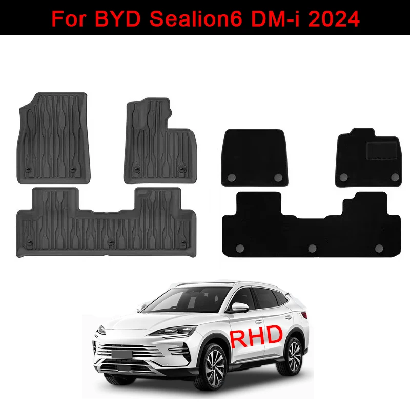 

Автомобильные коврики для BYD Sealion 6 DM-i 2024, TPE 3D, черные, водонепроницаемые, всепогодные, для праворульных автомобилей