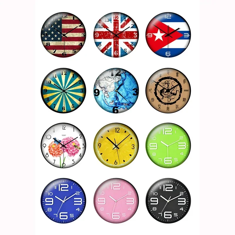 12pcs/lot Glass Cabochons 10mm 16mm 18mm Round Retro Clock Pocket Watch Pattern DIY Jewelry Making Findings & Components T135