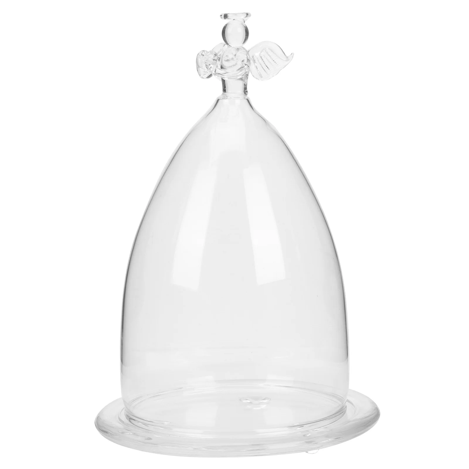 

Clear Glass Cover with Wood Base for Preserved Flower Display Dry Flower Protective Cover Desktop Decor Cake Display Stand