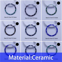 33.7mm*27.5mm Luminous Flat Ceramics Bezel Insert Watch Case Out Ring Seiko Substitute Replacement Watch Accessories Parts