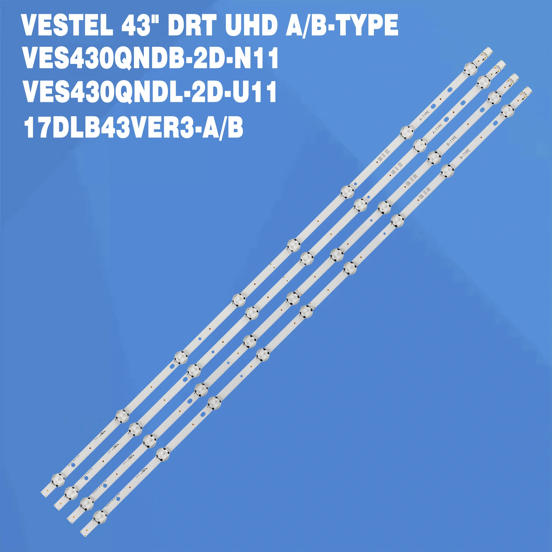 

20Pcs/Set LED Backlight Strip Bar 8/9lamp For VESTEL 43" DRT UHD A/B-TYPE REV0.3 LT-43C870 43U6863DB 17DLB43VER3-B A VES430QNDL