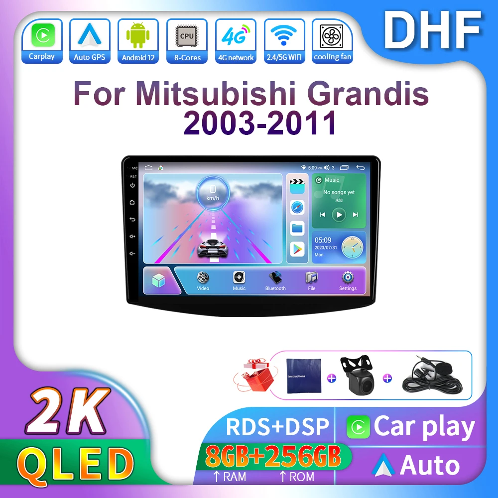 

DHF Car Radio CarPlay Android 13 For Mitsubishi Grandis 1 2003 - 2011 Multimedia Video Player Navigation GPS Auto stereo 2 din