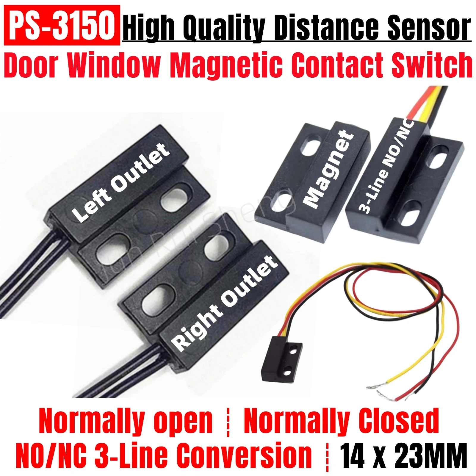 High Quality PS-3150 Magnetic Contact Reed Switch Normally Open Normally Closed N/O NC 23MM PS 3150 Door Window Induction Sensor