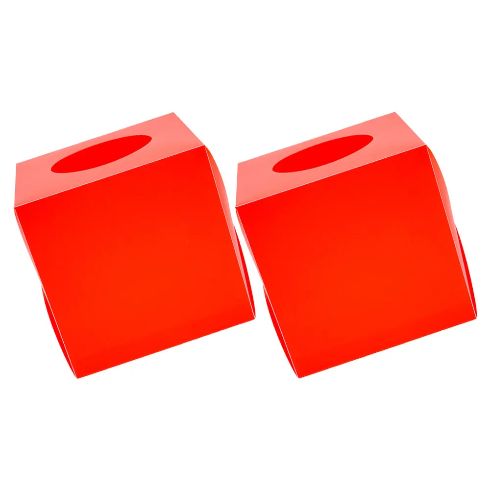

2Pcs Red Raffle Boxes Lottery Donation Cubic Ballot Boxes Plastic MultiFunction Meeting Party Accessories Storage