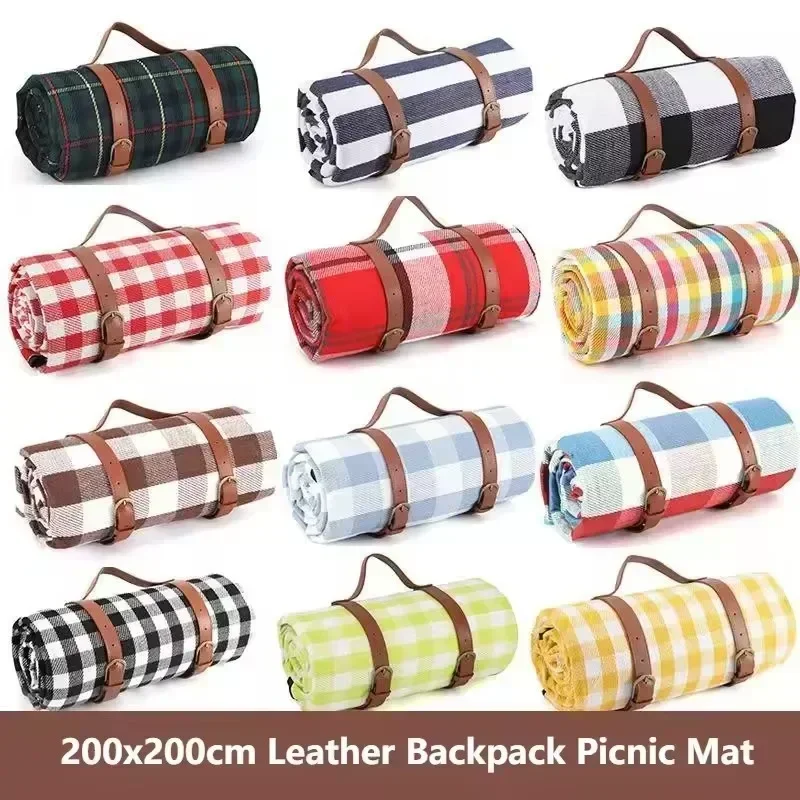 2026 NEW Outdoor Picnic Blankets Mats Camping Foldable Pad Blankets with Leather Handle Waterproof Beach Camping Accessories