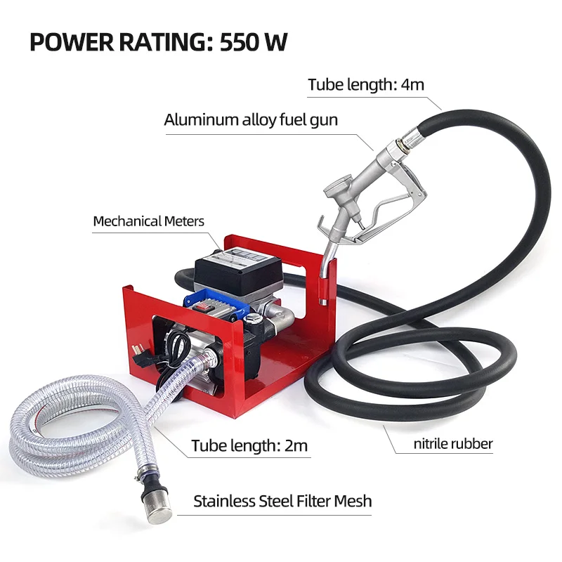 AC Electric 110V 220v Self-Priming Gear Pump Kit Low Pressure Oil Fuel Diesel Transfer with Meter Nozzle OEM Customizable Hose
