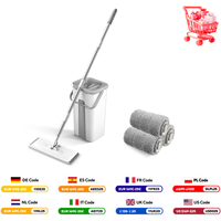 Floor Cleaning Squeeze Hand Free Floor Mop Microfiber Mop with Bucket Reusable Dust Cleaner Mops Household Cleaning Tools