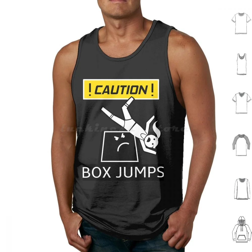 Caution Box Jumps Tank Tops Print Cotton Workouts Fit Fitness Fitness Exercise Fitness Funny Fitnesss Gymlife Workout