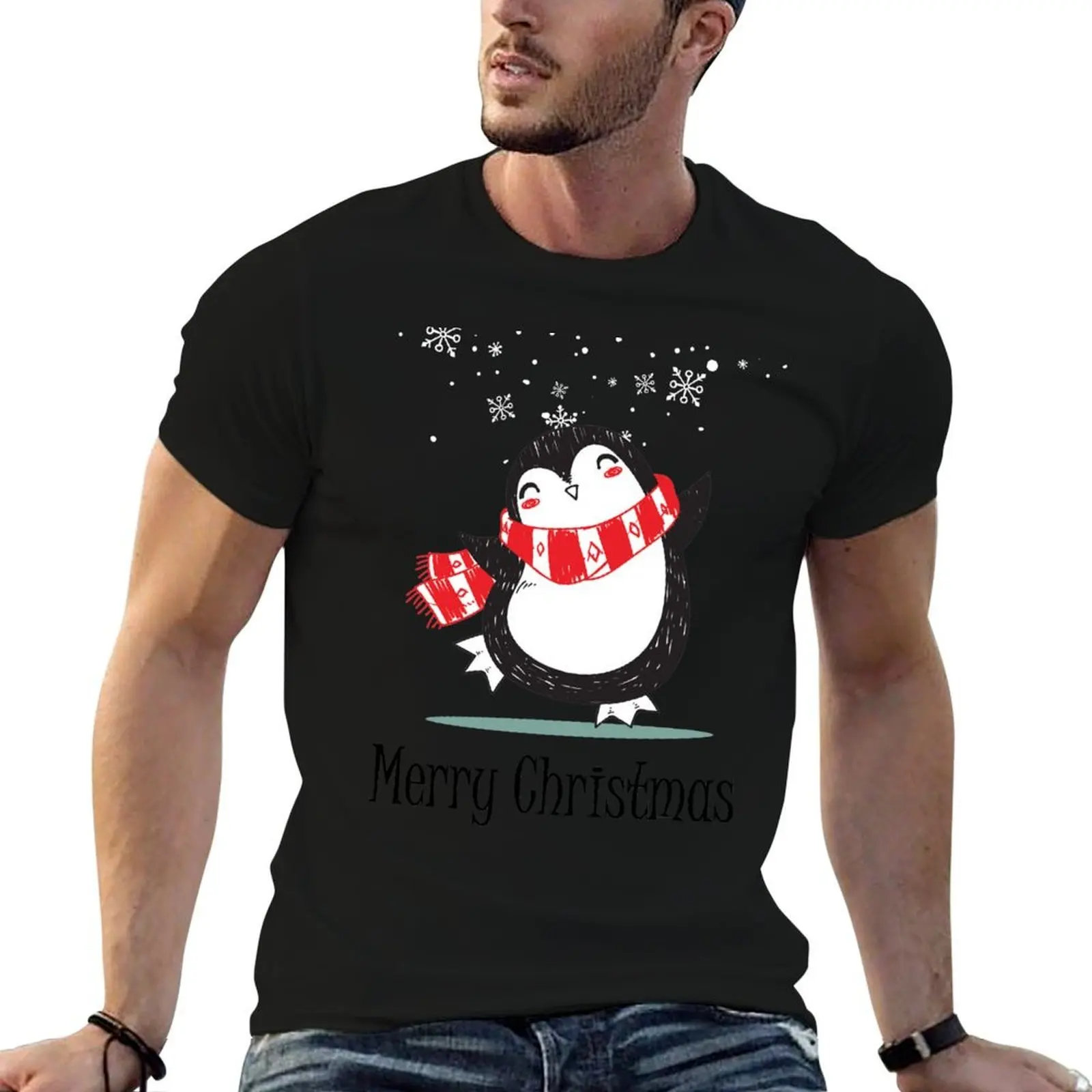 

Merry Christmas says a Penguin Dancing in the Snow T-Shirt t shirt personalised cotton t shirt pack T-Shirt