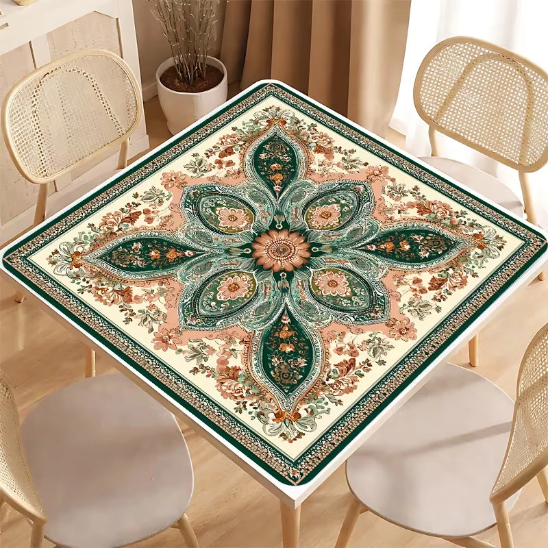 VIKAMA Vintage Paisley Floral Crystal Velvet Mahjong Mat Non Slip Soft Foldable American Mahjong Poker Domino Home Decor