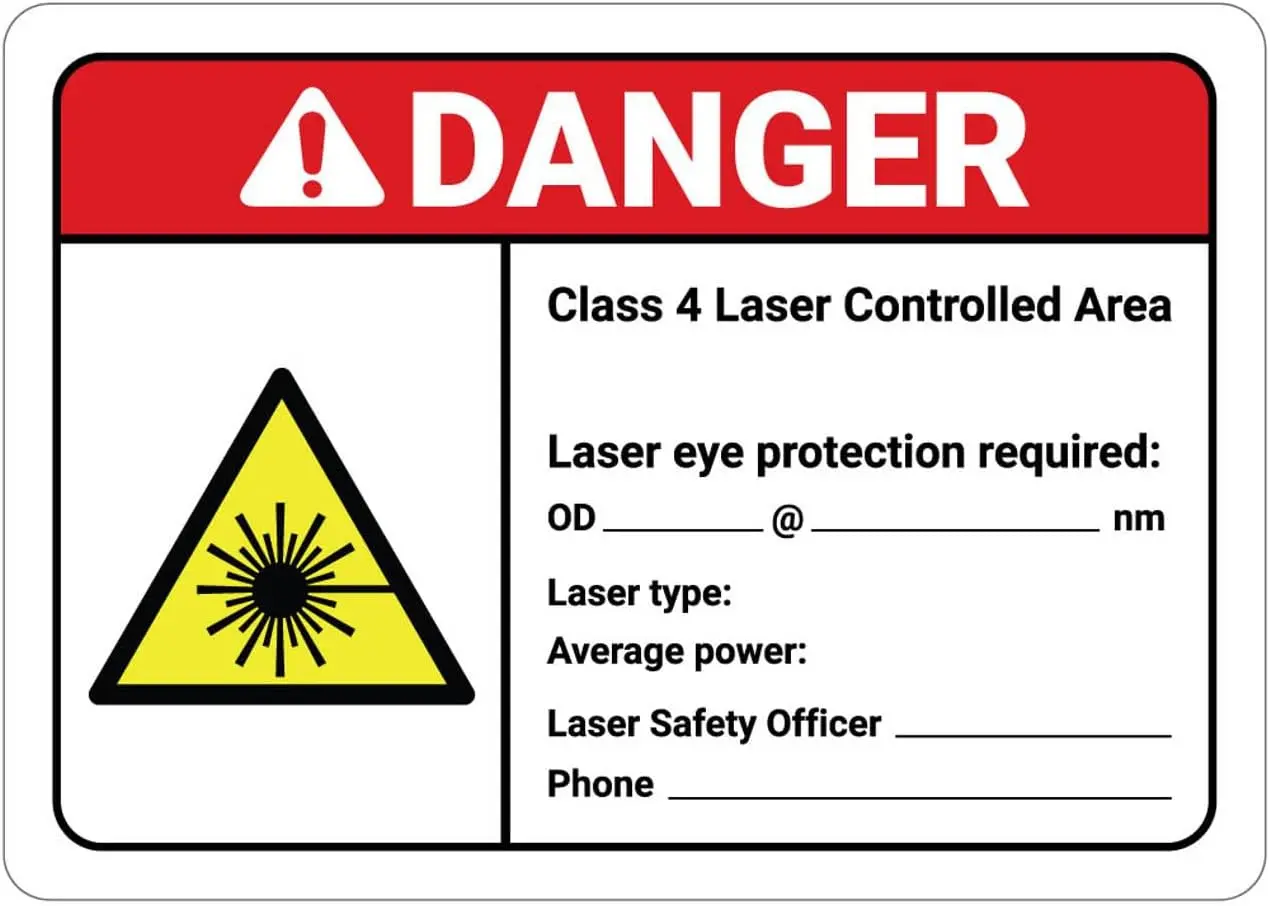Danger: Class 4 Laser Controlled Area (Write-In) ANSI - Wall Sign Facility Signs Warning Caution Metal Tin Sign,  in-aluminum si