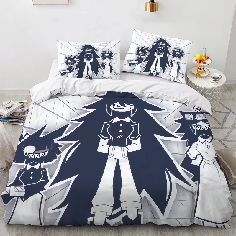 Fundamental Paper Education Anime Printed Quilt Cover Pillowcase Set Cartoon Cute Bedding Fashion Bedclothes New Home Decor Gift