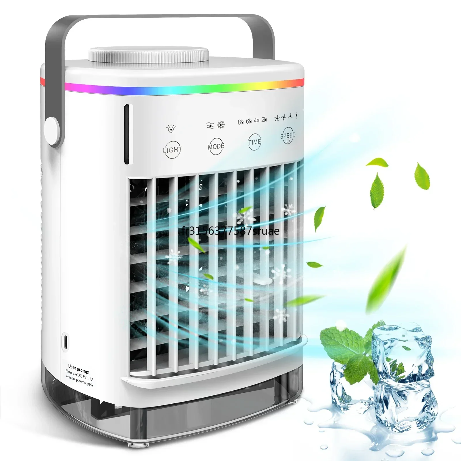 Aire acondicionado portátil, Mini ventilador, Enfriador de aire, ventilador de refrigeración, humidificador para el hogar, oficina, aire acondicionado USB, 4 velocidades