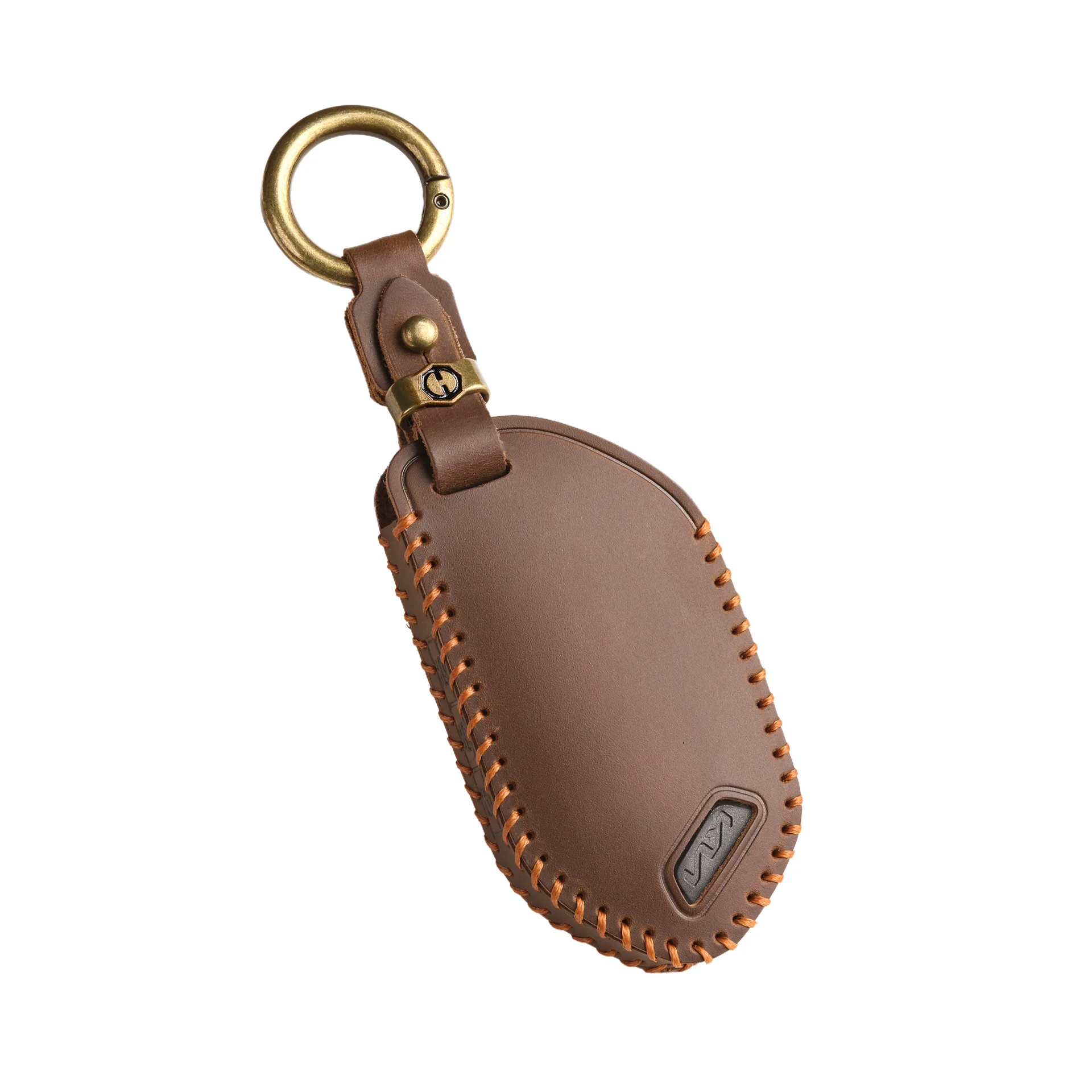 Passend für KIA Neue Smart Key Hülle aus Echtleder Autoschlüssel-Schutzhülle 5 6 7 8 9 Tasten Vollschutz mit Metallring – Detail 9
