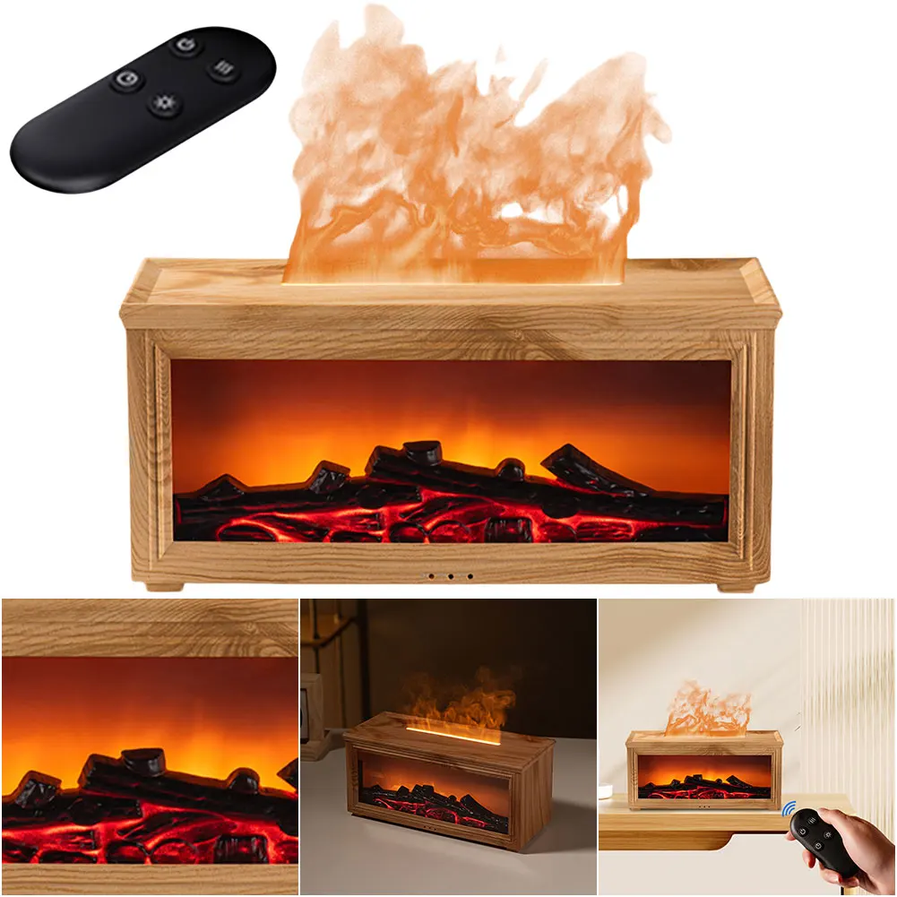 Uçucu Yağlar Nemlendirici LED Işık ile 4In1 Şömine Hava Nemlendirici Tip C Şarj Edilebilir AROMA YAYICI Ev için Yaratıcı Hediye