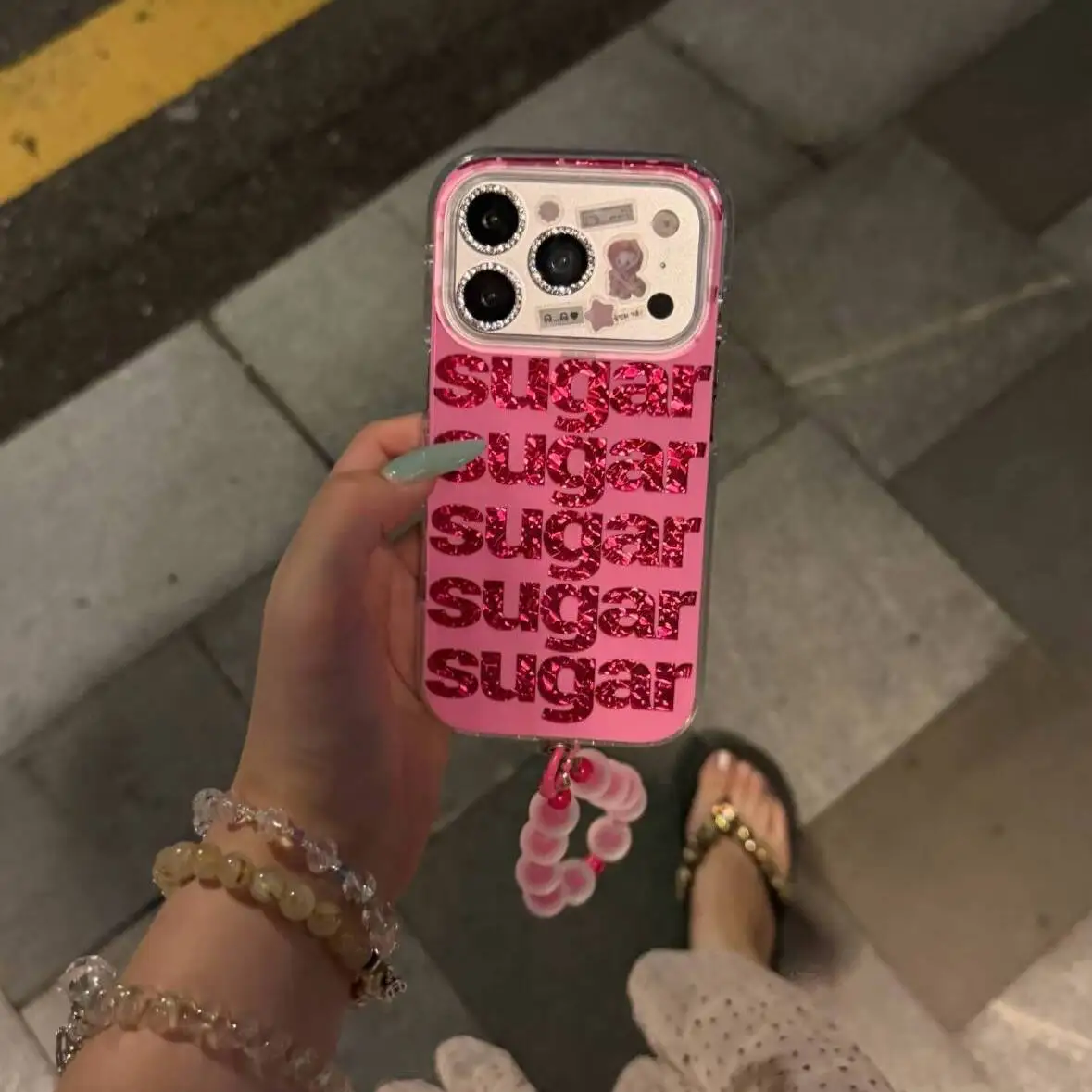 Korean Ins Rose Red Flashing Laser Shining Phone Case For iPhone 18 17A 16 15 14 13 12 11 Pro 16 Plus Mini Y2K Advanced Cover ﻿