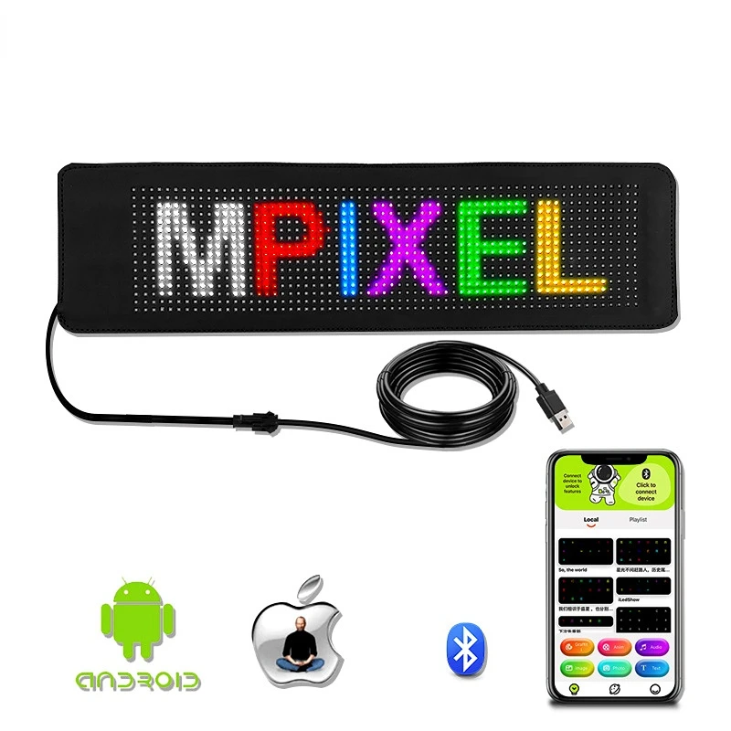 LED Screen Module RGB Text Scrolling APP Or Bluetooth Control Flexible LED Panel For Car Window Decoration Shop Billboards