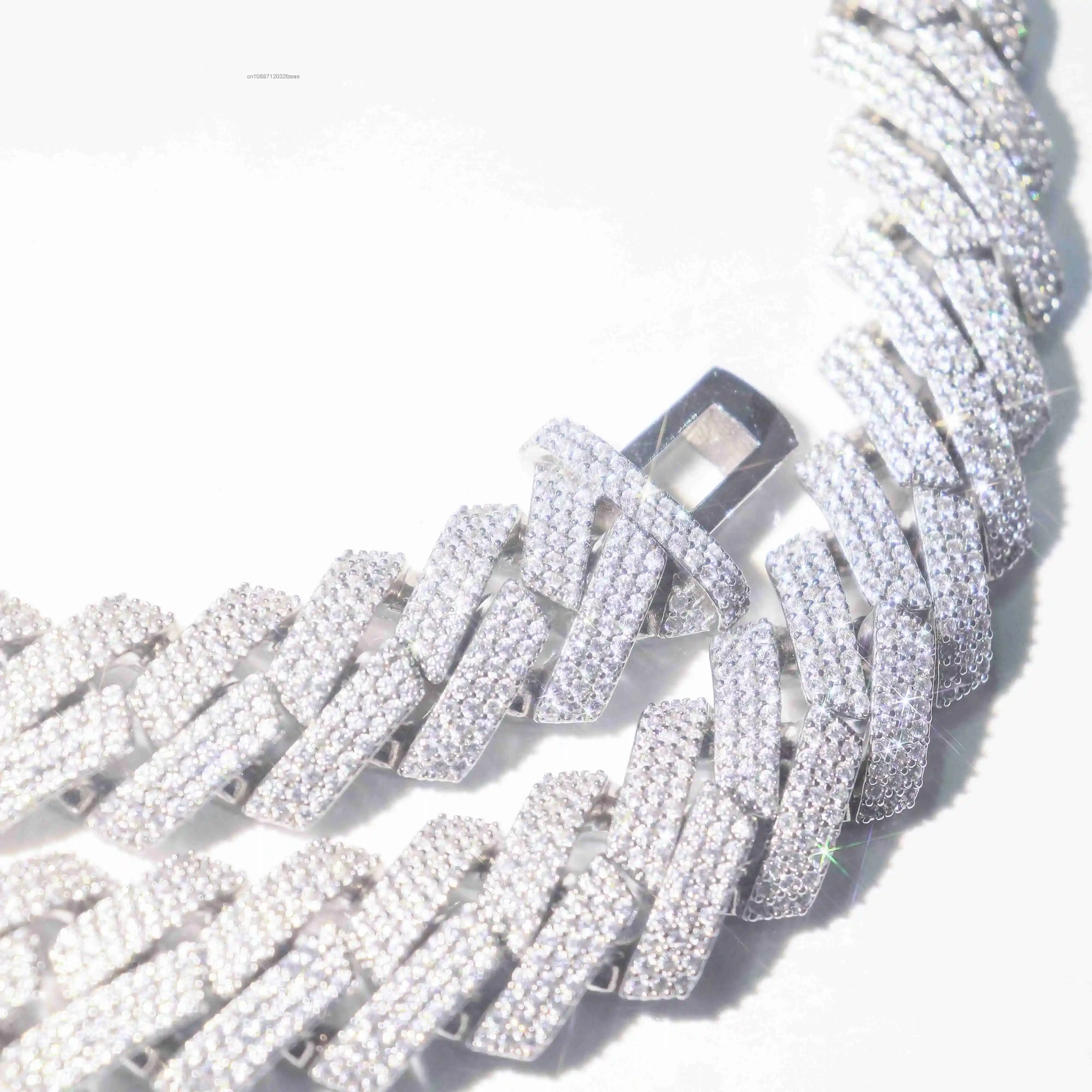 Luxury 13mm-20mm Cuban Link Chains 925 Sterling Silver VVS Moissanite Unisex Hip Hop Jewelry Necklaces 18K Gold Plated Customize
