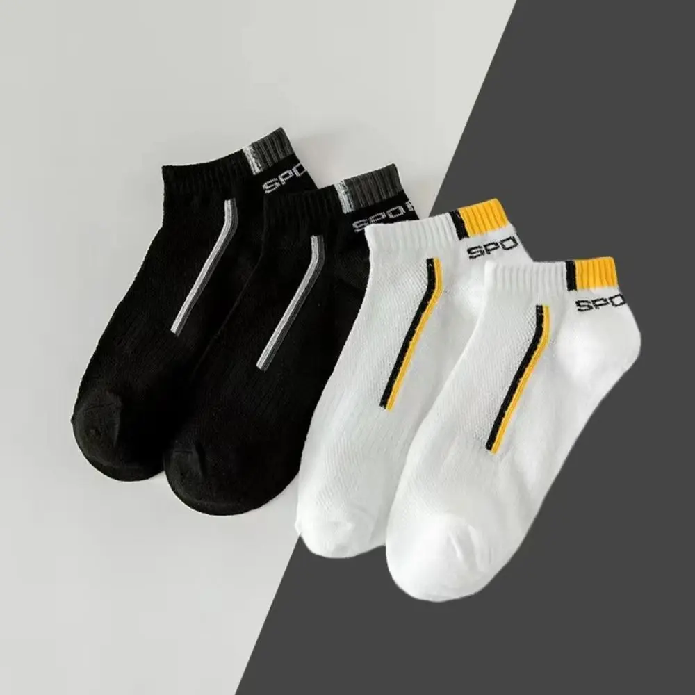 

5Pairs Casual Letters Men's Mid-calf Socks Simple Non-slip Men Tube Socks Hosiery Breathable Sports Ankle Sock Female