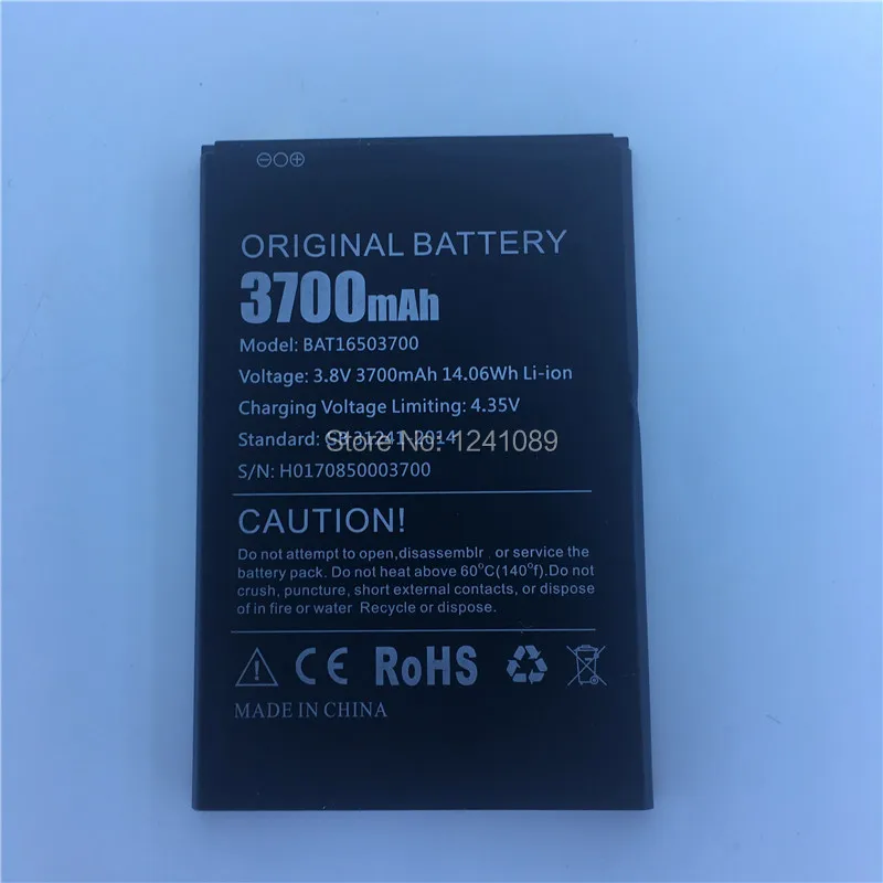 

Mobile phone battery for DOOGEE BAT16503700 battery 3700mAh Long standby time for DOOGEE X7 battery Mobile Accessories