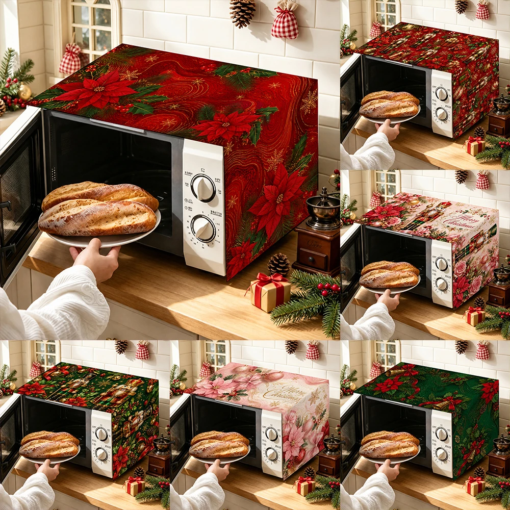 1pc Christmas Microwave Oven Cover, Festive Holiday Kitchen Protector Dust Cover for Microwave