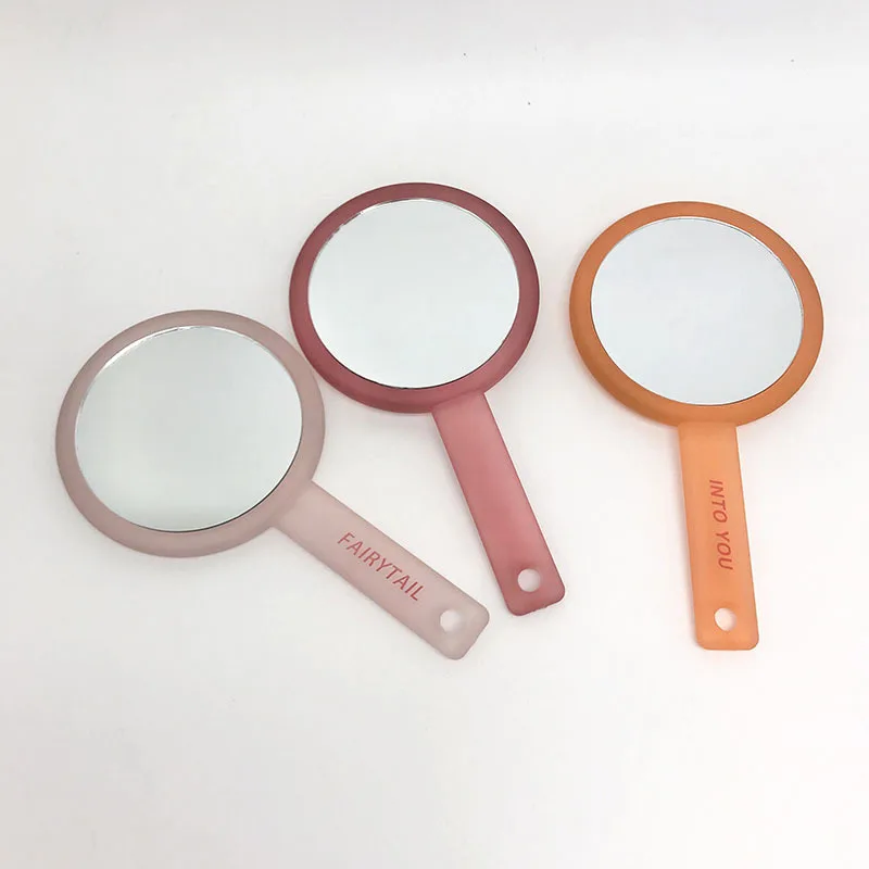 

Stylish plastic handle mini double-sided mirror, portable makeup mirror