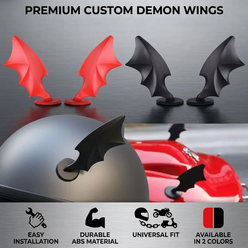 Spooky Devil Wings Helmet Decoration for Motorcycle & Electric Scooter, Cool Demon Accessory for Bike Helmets, Perfect for Party