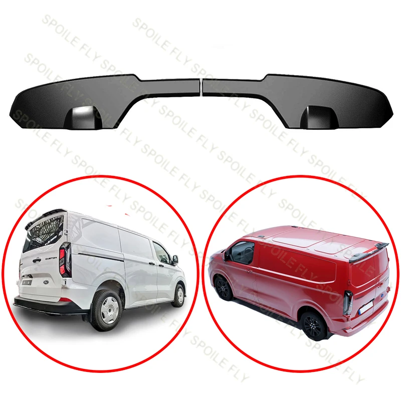 High Quality ABS For Ford Transit Custom MK2 2023+ Spoiler Car Rear Roof Wing Spoilers Glossy Black Carbon Fiber Look Body Kit