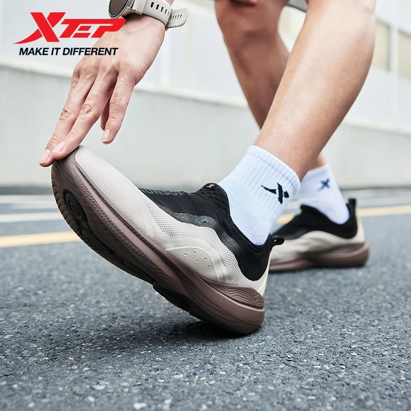 Xtep Soft Tube Running Shoes for Men Comfortable Breathable Slip-on Mesh Wear-Resistant Lightweight Male Sneakers 875219110061