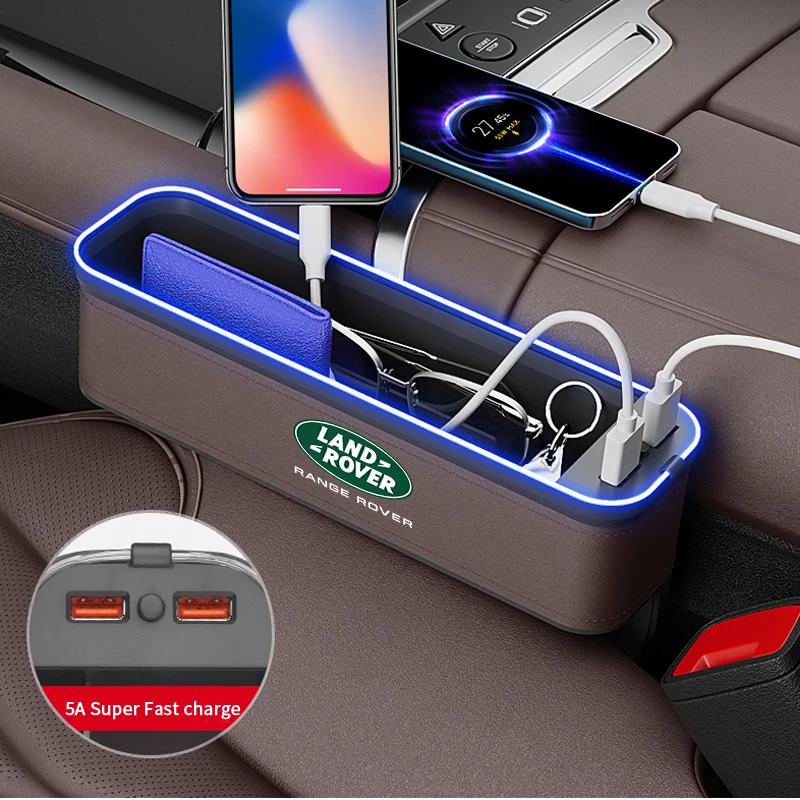 For Land Rover Range Rover Evoque Velar Freelander Defender Discovery 4 Car USB Charging Multifunction Seat Crevice Storage Box