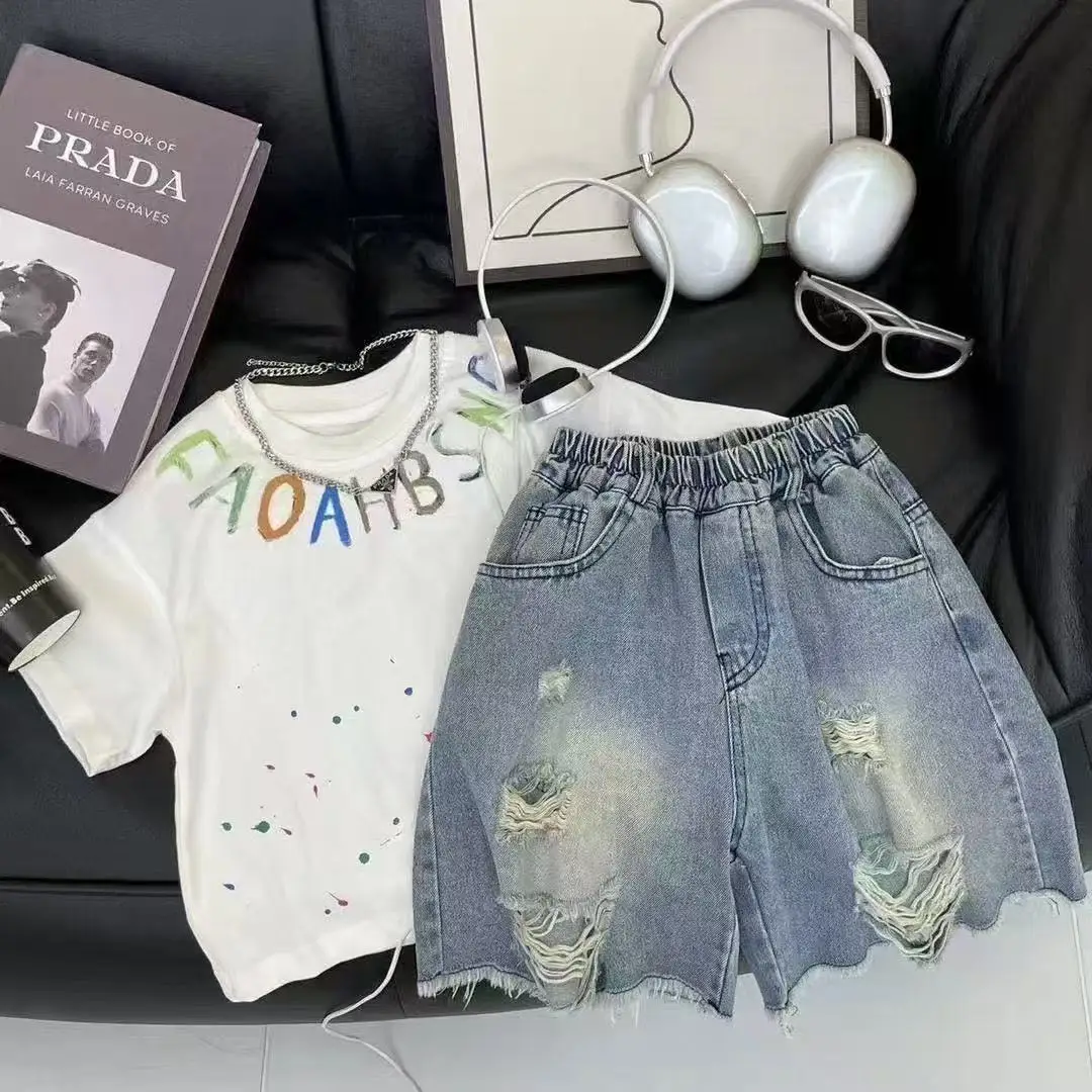 

Children's Ripped Denim Shorts for Summer 2026 Boys Handsome Casual Versatile Five Inch Pants Trendy Cool