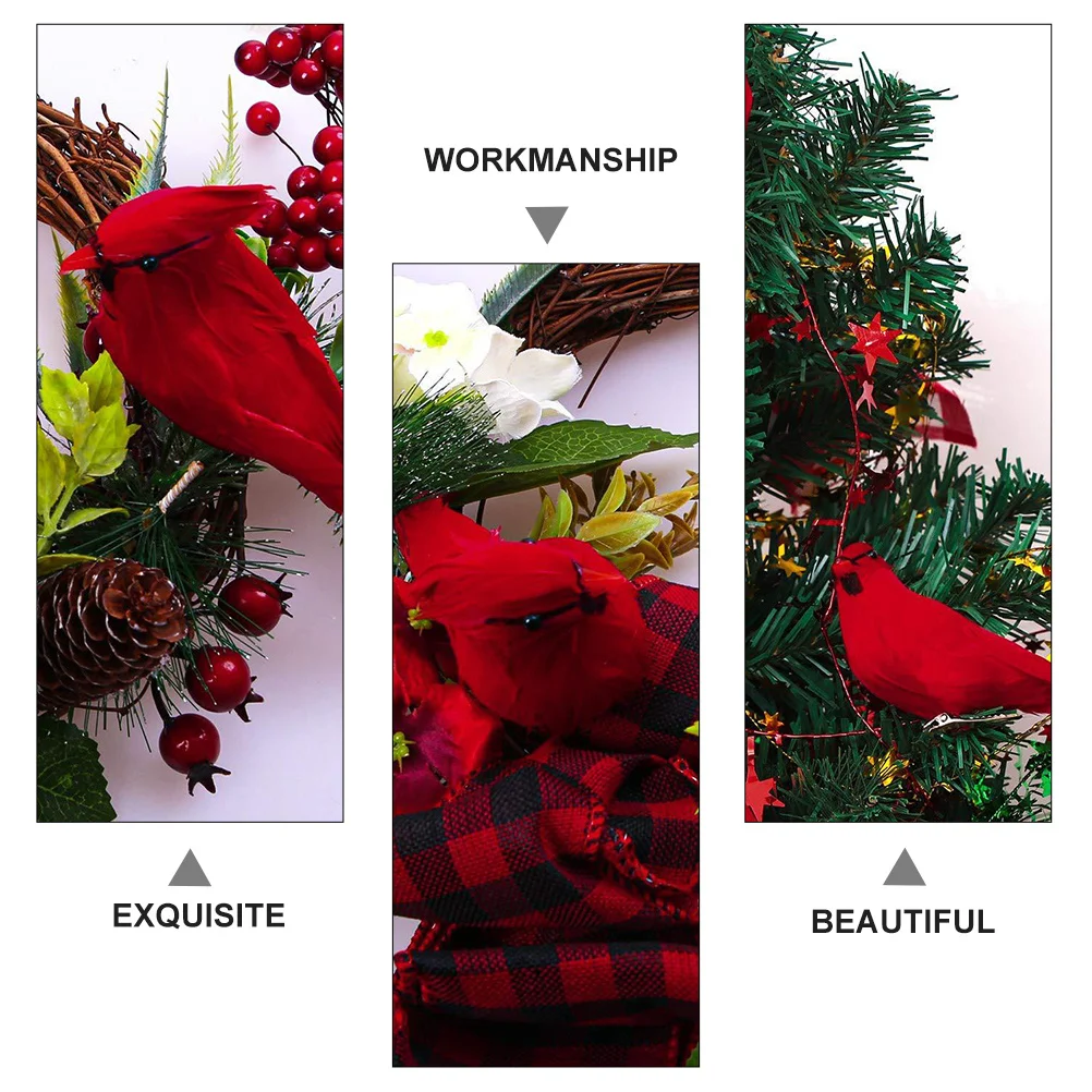 

12Pcs Christmas Cardinal Birds Red Birds Decoration Clips for Tree Wreath Xmas Ornaments DIY Craft Accessories