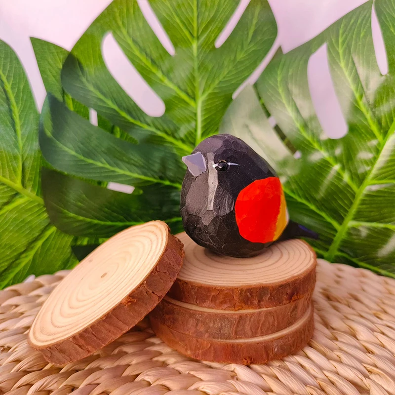 1PC Handmade Wood Carving Bird Statue Ornaments Little Fat Bird Animals Miniature Model Home Table Decoration Crafts Kids Gifts