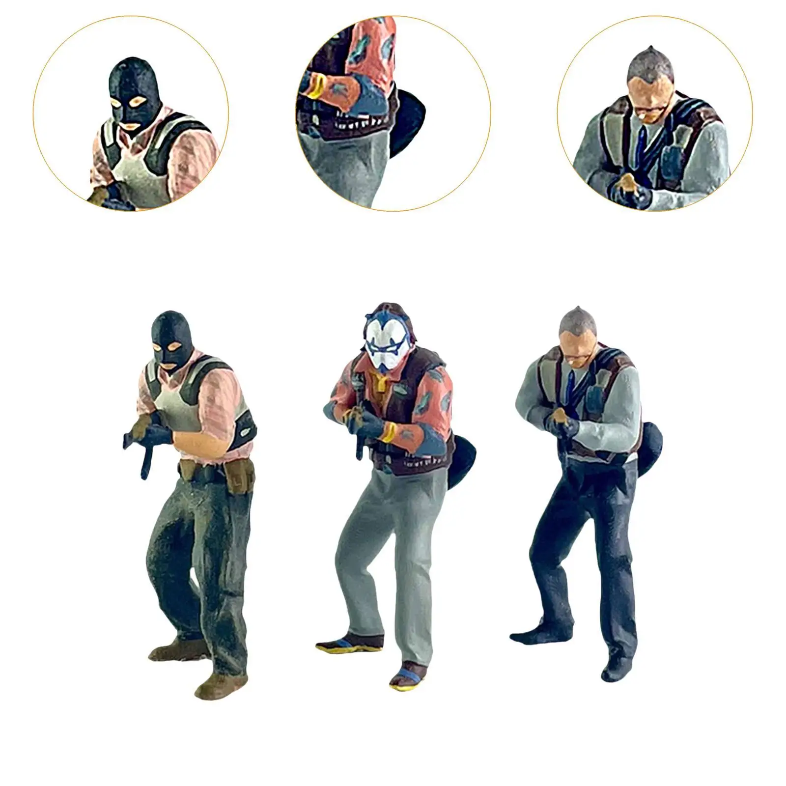 3 قطعة 1/64 مقياس ديوراما أرقام الراتنج ل حديقة الجنية دمية ديكورات منزلية #5