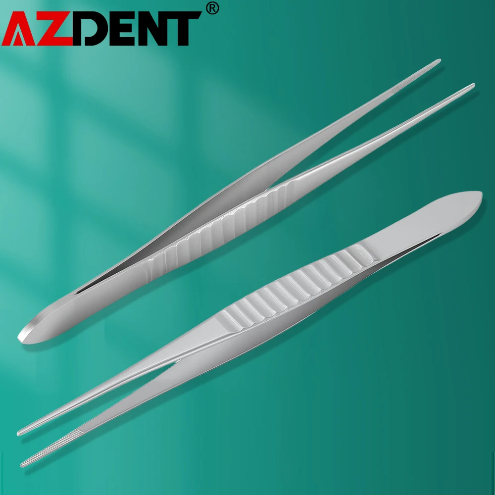 

Azdent 1 шт. стоматологические пинцеты с изогнутым зубчатым кончиком, прямой пинцет из нержавеющей стали, стоматологические инструменты, лабораторные плоскогубцы, медицинские