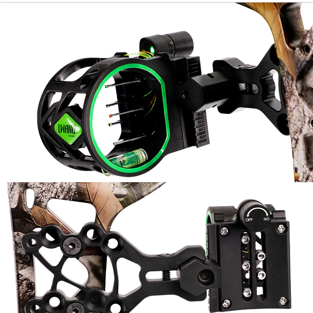 

1 шт., 5-контактный прицел L/R, ручной прицел для стрельбы из лука, алюминиевый сплав, 0,019 дюйма, оптическое волокно, прицельный светильник для стрельбы из лука, охотничья мишень