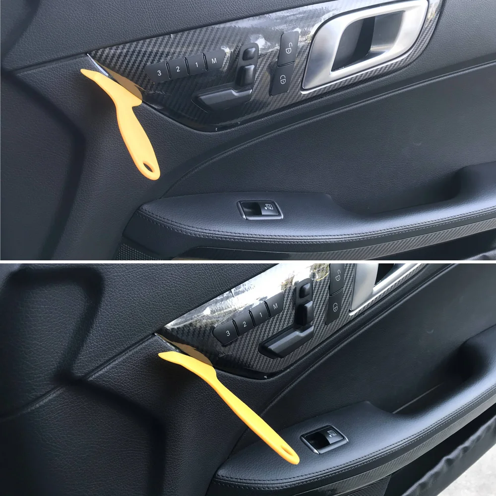 Autocollants en fibre de carbone 5D pour poignée de porte, panneau de commande central intérieur, accessoires de style de voiture, autocollants pour Mercedes SLK R172 2011-2016