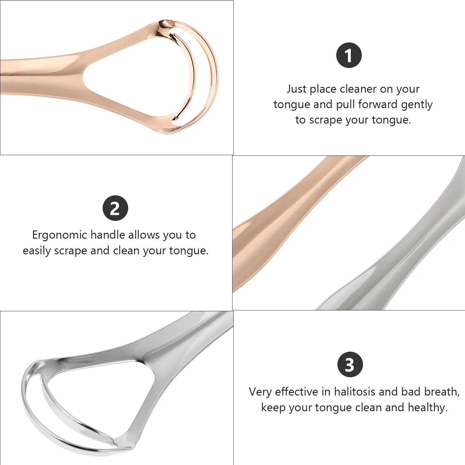 2 szt. Dwuwarstwowe czyściki do języka ze stali nierdzewnej, różne kolory, ergonomiczny uchwyt, usuwają nieświeży oddech, środek do czyszczenia jamy ustnej, świeży oddech