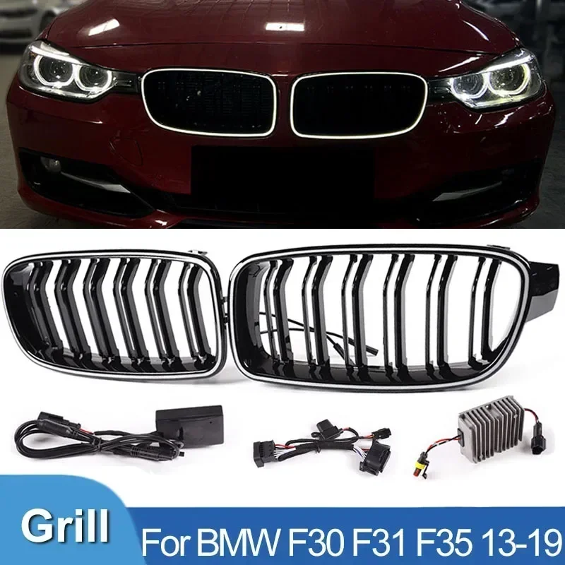 For BMW 3 Series F30 F31 F35 LED Car Front Bumper Racing Grille Grill  320i 325i 328i  2013-2019 Grilles Kidney Racing Grills