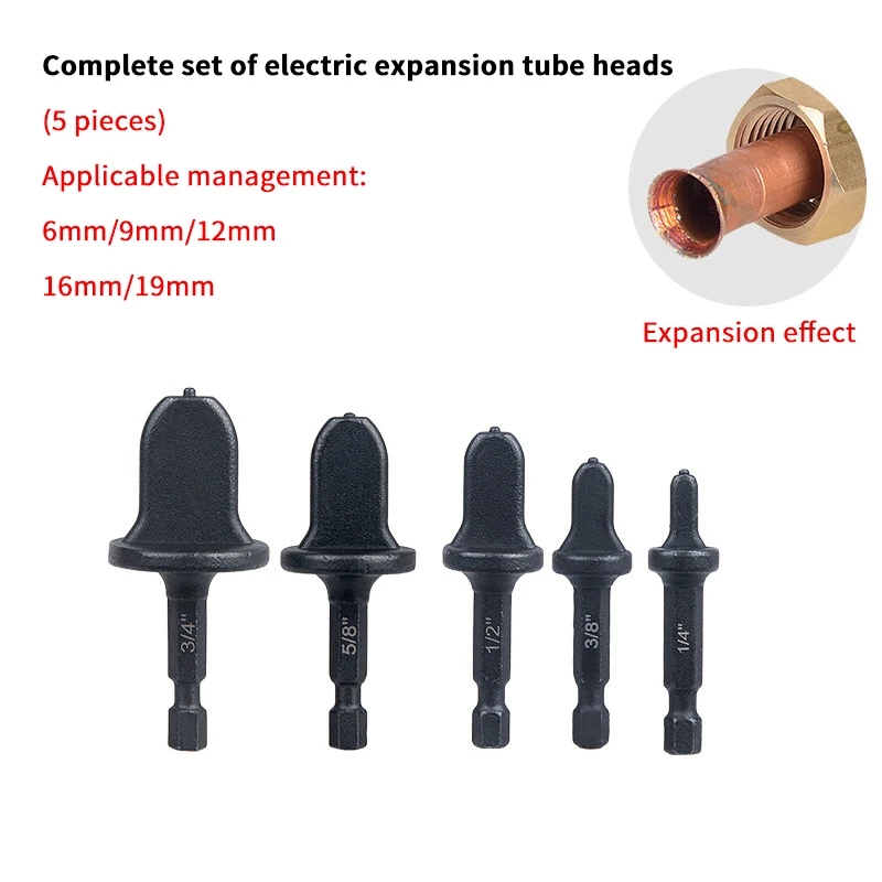 1/5Pcs Tube Pipe Expander Hexagonal Handle Metal Copper Pipe Takeover Tool Air Conditioner Repair Electric Drill Bit Flaring Too