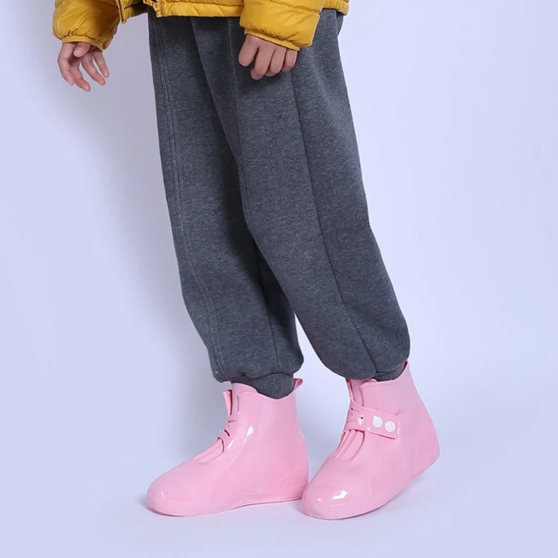 Kids Waterproof Shoe Covers Reusable Silicone Rain Overshoes Anti Slip for Boys Girls Toddler School Outdoor Use