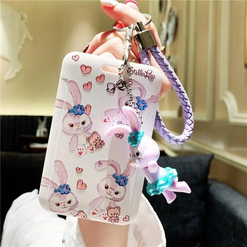 Disney StellaLou Card Holder with Lanyard for Students Kids Girls Cute Design School Bus Metro ID Badge Meal Pass Campus Use