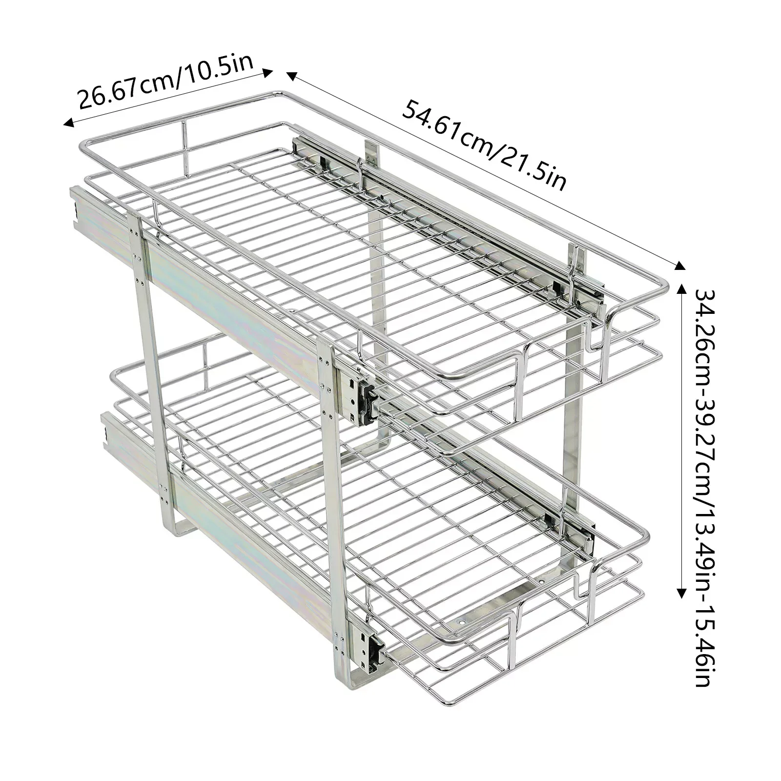 2-Tier Silver Pull-Out Cabinet Organizer Cabinet Shelves Iron Kitchen Organizer for storing kitchen utensils