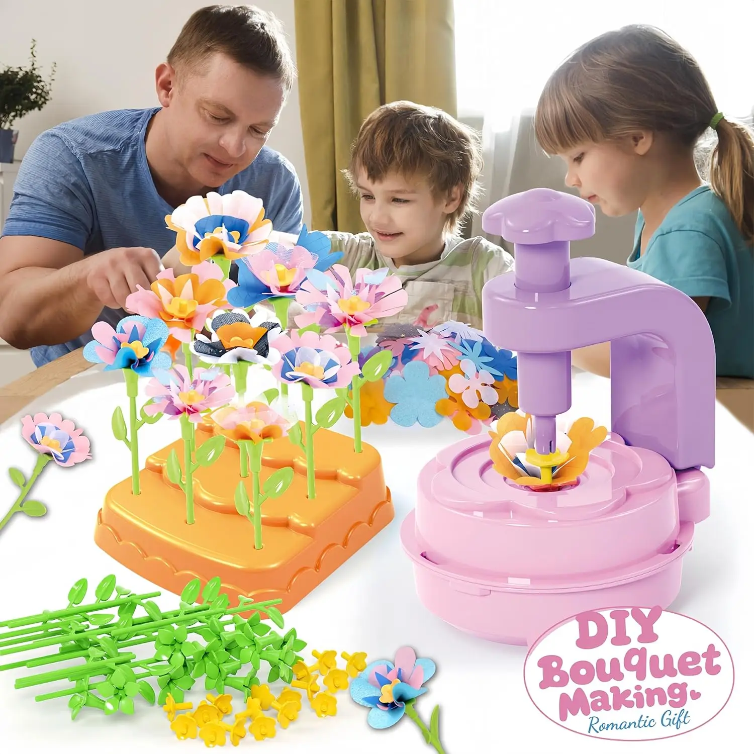 Máquina de gravação portátil, kit de artesanato diy, arranjo de flores, brinquedo simulado, buquê, presente de aniversário