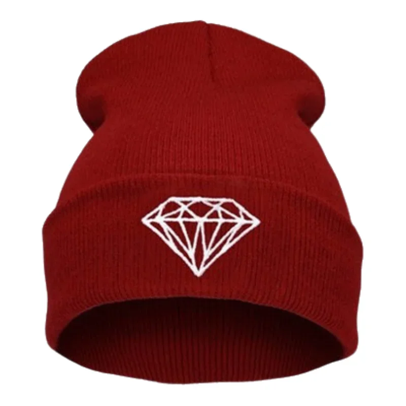 Diamond Pattern Embroidery Pullover Hat Autumn Winter Outdoor Warm Street Hip-hop Hat Fashion Versatile Solid Color Knitted Hat