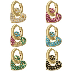 ZHUKOU-pendientes de aro pequeños de cristal CZ para mujer, aretes exquisitos de color dorado, estrella, corazón, regalos, VE225, 1 pieza, 2020