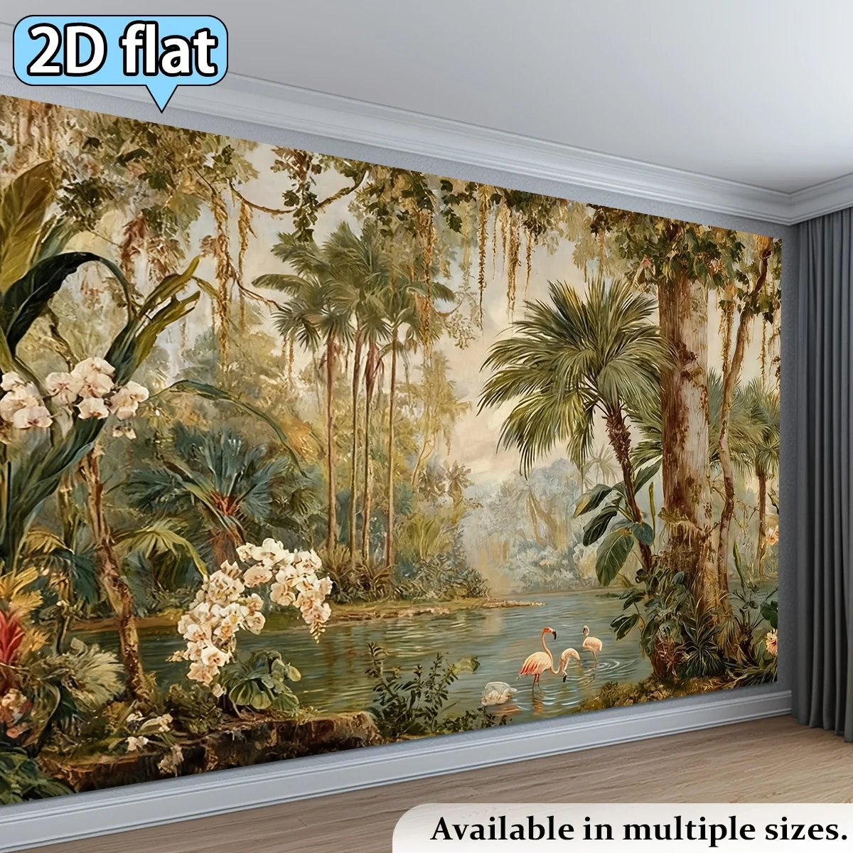 Luxurious Tropical Jungle Mural Tapestry Wallpaper Wall Art Print Rainforest Nature Decor Room Background Large Scale Botanical
