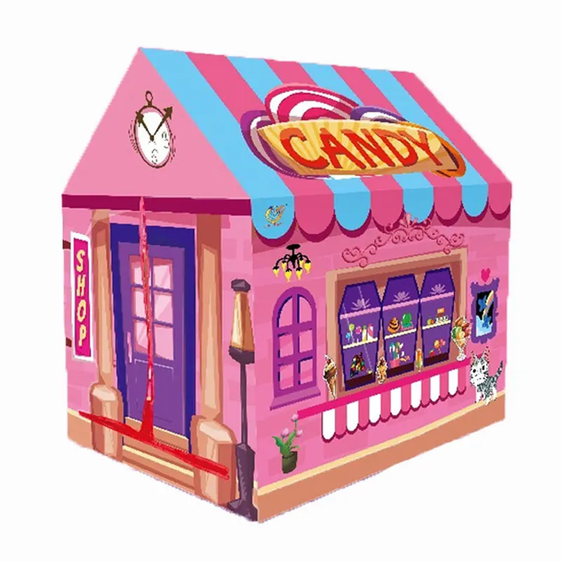 Pink Candy House Shape Kids Children Girls Playhouse Tent Indoor Outdoor Infant Toddler Game Play Tents Play House