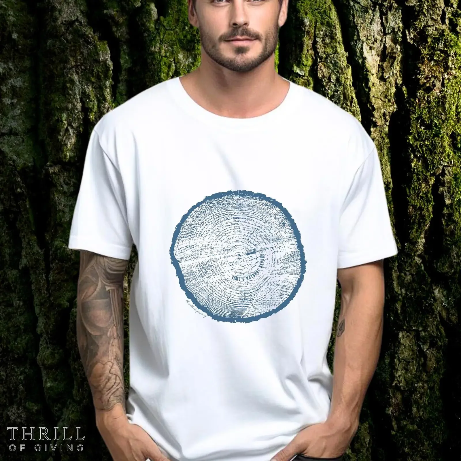 Vintage Tree Trunk Ring Print T Shirt Cottagecore Nature Lover Hugger Casual Top vintage Washed Stretched Soft streetwear